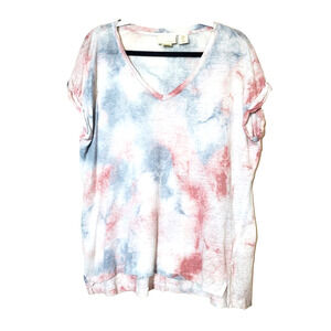 Cynthia Rowley Womens Medium 100%‎ Linen Top T-shirt Short Sleeve Vacation Boho